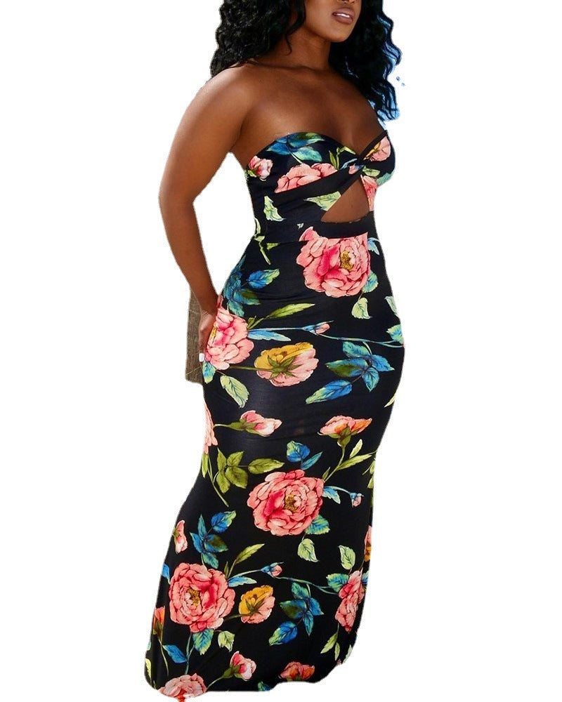 Damen Maxikleid mit schickem Cut-Out-Design und glänzenden Akzenten EB
