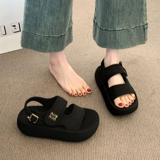 Damen Bequeme Sandalen mit verstellbarem Riemen und gepolsterter Sohle EB