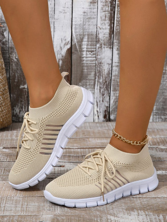 Damen  leichtes gestricktes Sneaker Slipper mit sockenähnlichem Schaft und flexibler Laufsohle EB