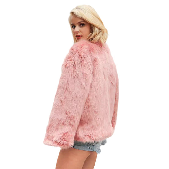 Damen Luxuriöse Kunstpelzjacke mit weichem Innenfutter EB