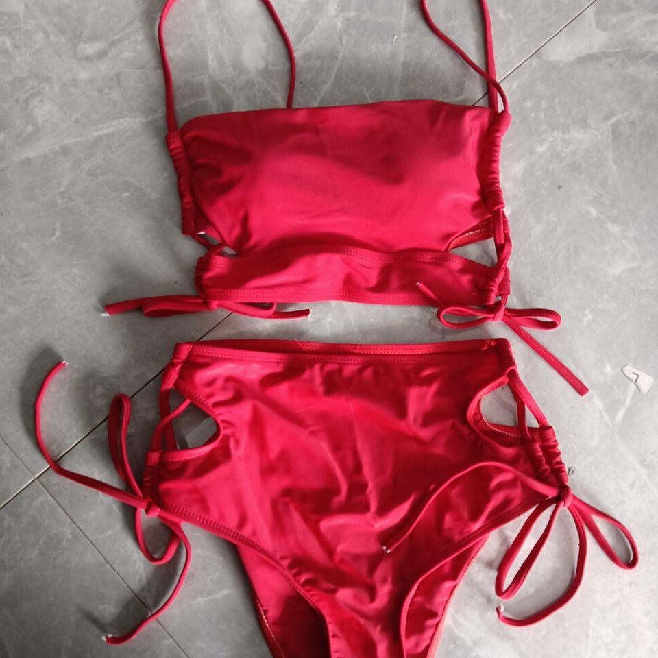 Damen Bikini-Set mit hohem Bund und modischem Knotendetail EB