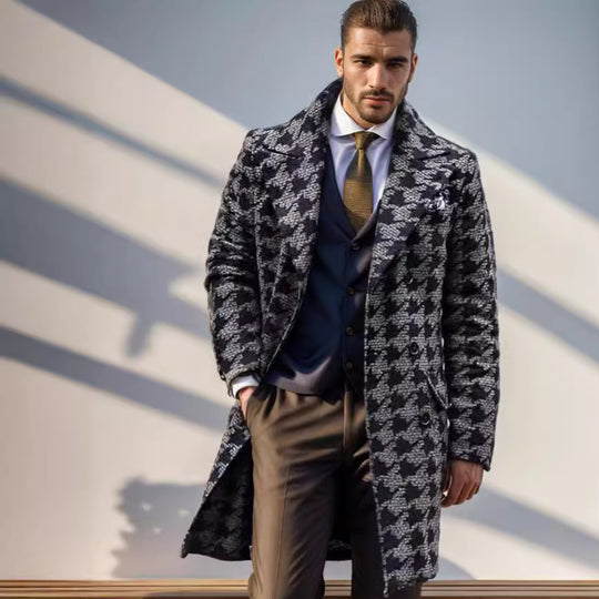 Herren eleganter Mantel im Hahnentrittmuster EB