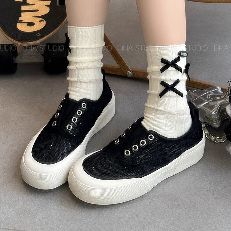 Damen Sportliche Sneakers mit atmungsaktivem Netzmaterial und modischem Plateau EB