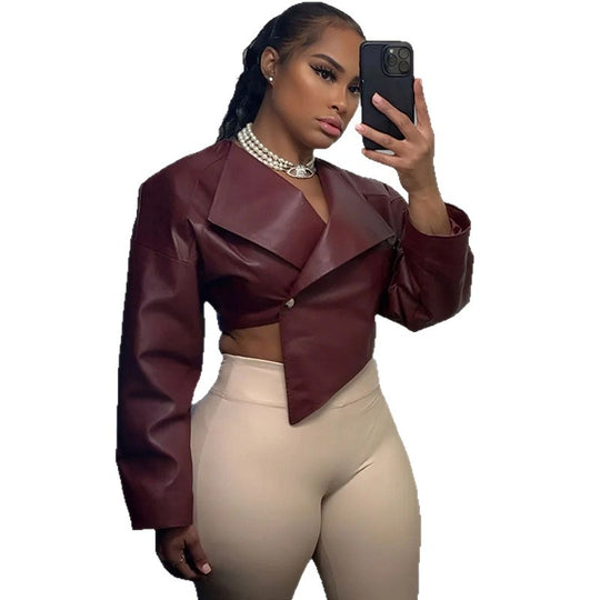 Damen Kunstlederjacke mit modernem Schnitt EB