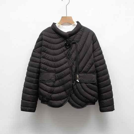 Damen modische Steppjacke mit asymmetrischem Schnitt und praktischen Taschen EB