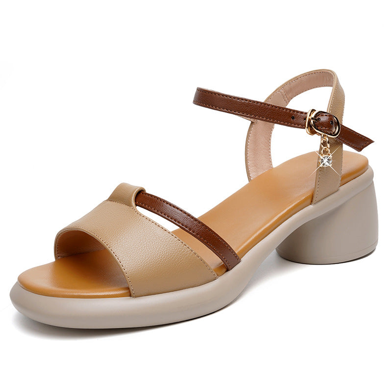 Damen elegante Sandaletten mit verstellbarem Riemen und komfortablem Blockabsatz EB