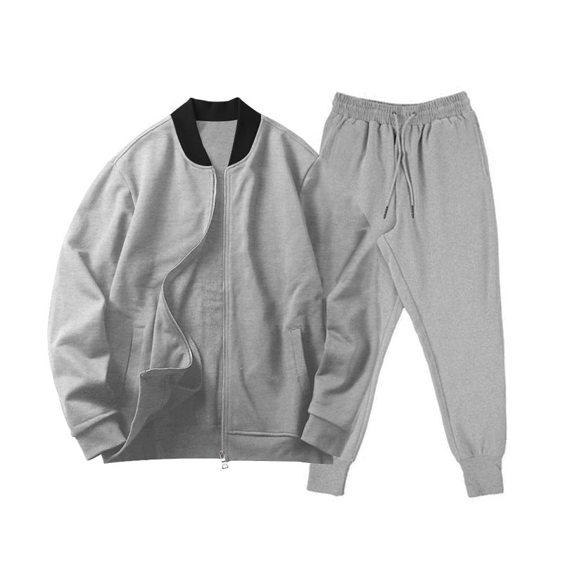 Herren nan locker geschnittenes Sweatset mit Reißverschluss-Bomberjacke und konisch zulaufender Jogginghose aus weichem Baumwollfleece EB