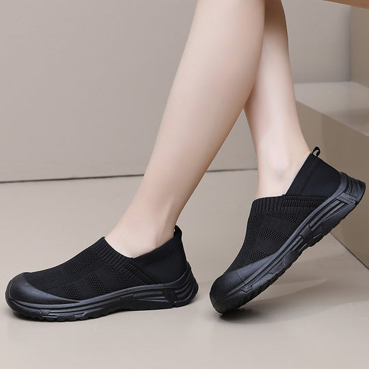Damen Bequeme Slip-On Sneakers mit rutschfester Sohle und atmungsaktivem Obermaterial EB