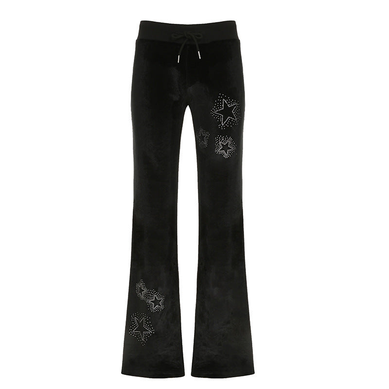 Damen Flare Jogginghose mit funkelnden Sternenapplikationen EB