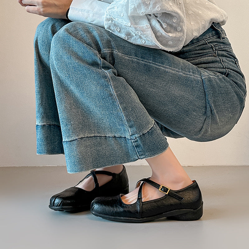 Damen Komfortable Mary Jane Schuhe mit modischen Riemen EB