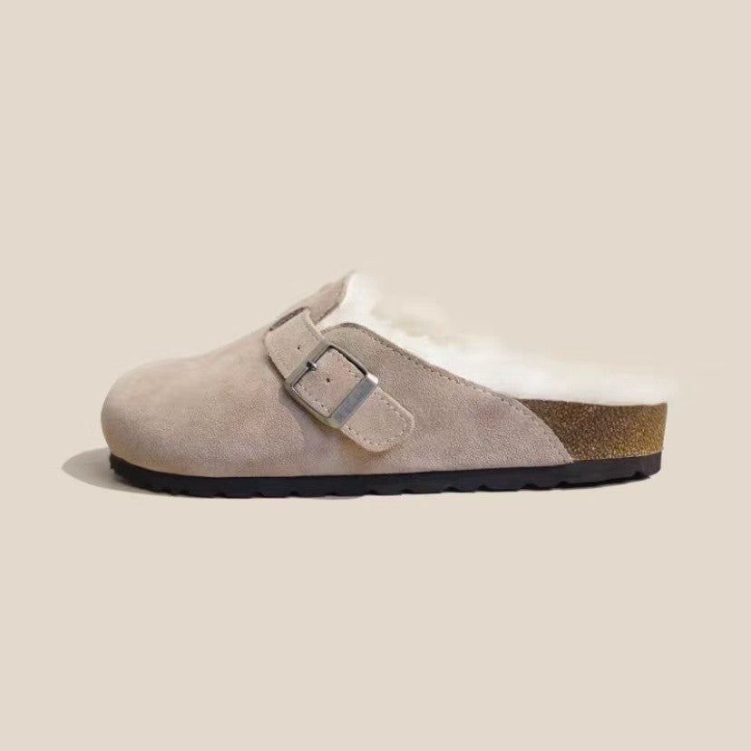 Damen  gefütterte Clog-Pantoffel mit verstellbarer Metallschnalle und anatomischem Korkfußbett EB