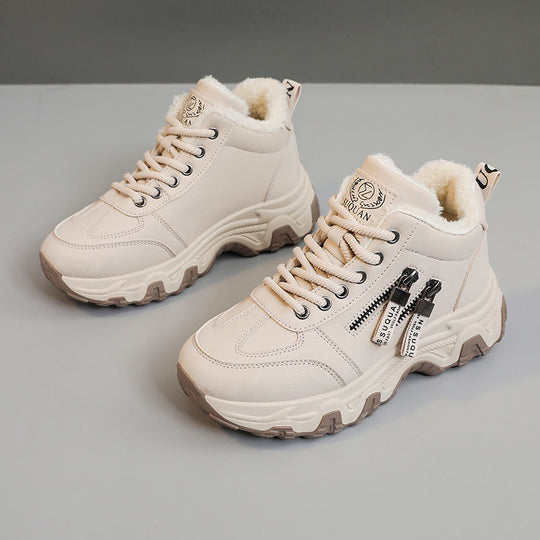 Damen gefütterte High-Top Sneakers mit modischem Design und praktischen Reißverschlussdetails EB