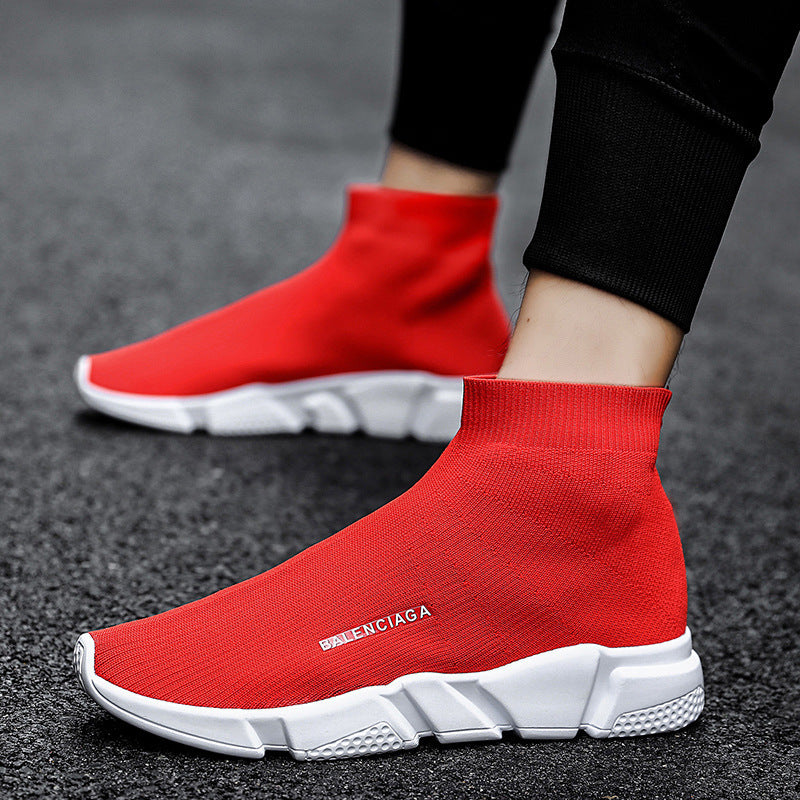 Damen Komfortable Slip-On Sneakers mit hohem Strickdesign EB