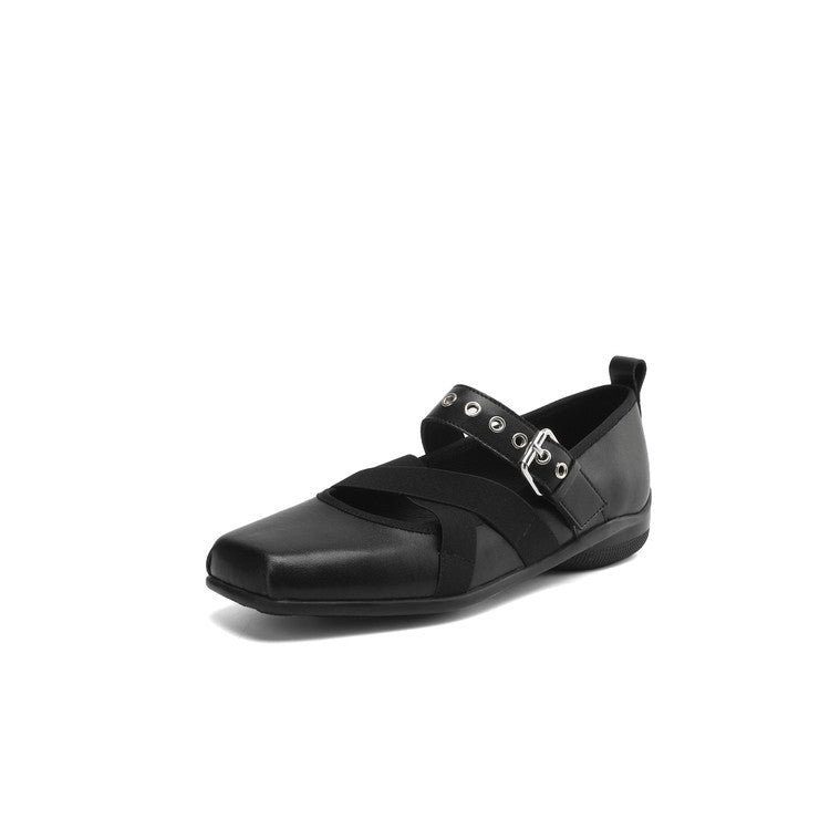 Damen Komfortable Ballerinas mit elastischen Riemen EB