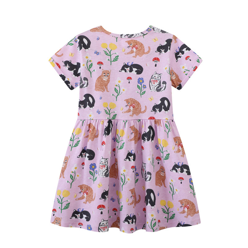 Mädchen T-Shirt Kleid mit kreativem Taschenmotiv EB