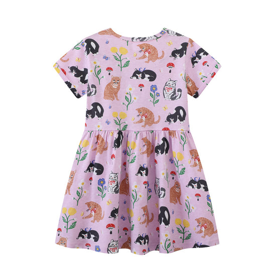 Mädchen T-Shirt Kleid mit kreativem Taschenmotiv EB