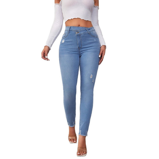 Damen Hochtaillierte Ripped Jeans im modernen Skinny Fit EB