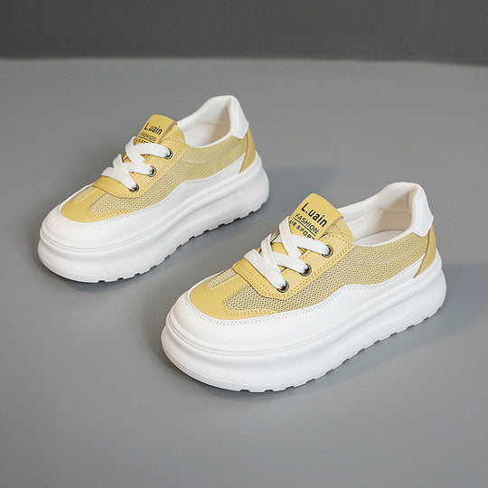 Damen modische Lifestyle Sneaker mit dicker Laufsohle und atmungsaktivem Obermaterial EB