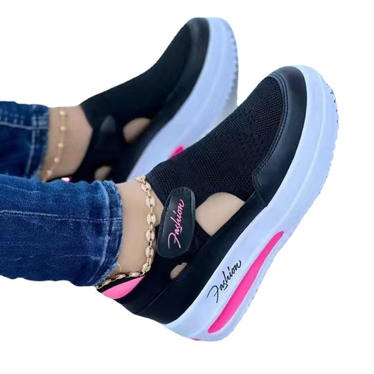 Damen Bequeme Slip-On Sneakers mit atmungsaktivem Netzoberteil und dämpfender Sohle EB