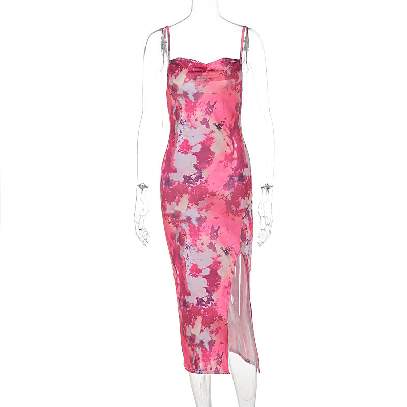 Damen Midi-Kleid mit asymmetrischem Saum und floralem Muster EB