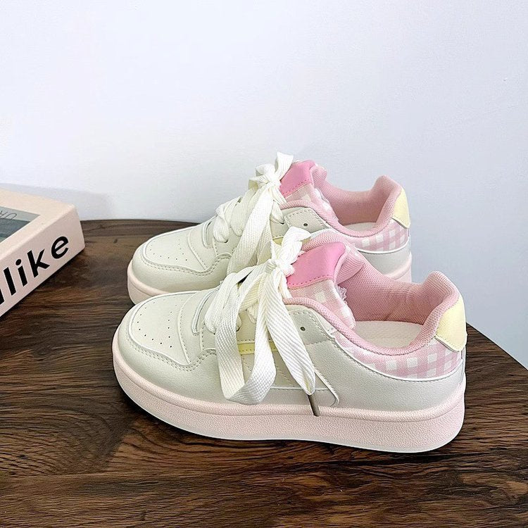 Damen modische Sneakers mit kariertem Innenfutter und hochdämpfender Sohle EB