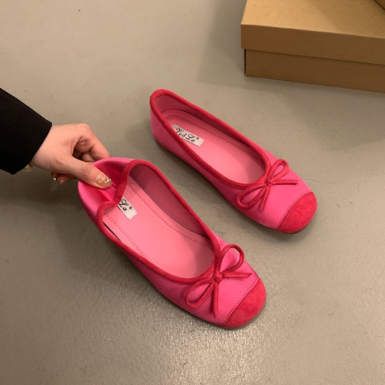 Damen bequeme Ballerinas mit dekorativem Schleifenakzent und elastischem Fußbett EB
