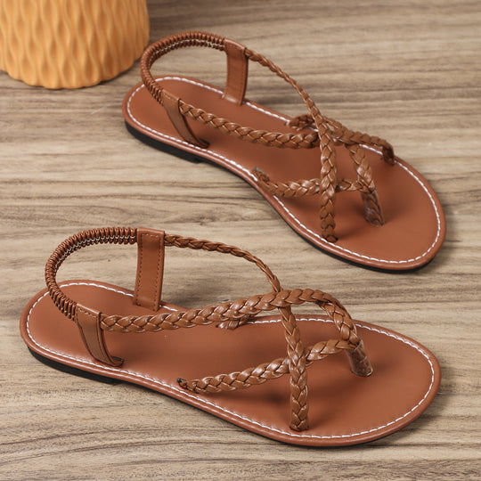 Damen Glamouröse Zehentrenner-Sandalen mit geflochtenem Riemendesign EB