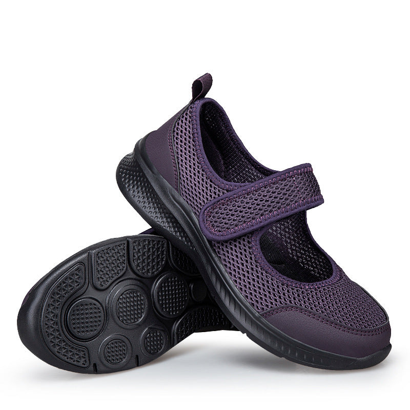 Damen nan Klett-Riemen-Sneaker im Ballerina-Stil mit atmungsaktivem Meshoberteil und flexibler Leichtsohle EB