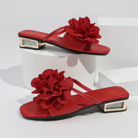 Damen Sandalen mit auffälligem Blumenapplikation und komfortablem Fußbett EB