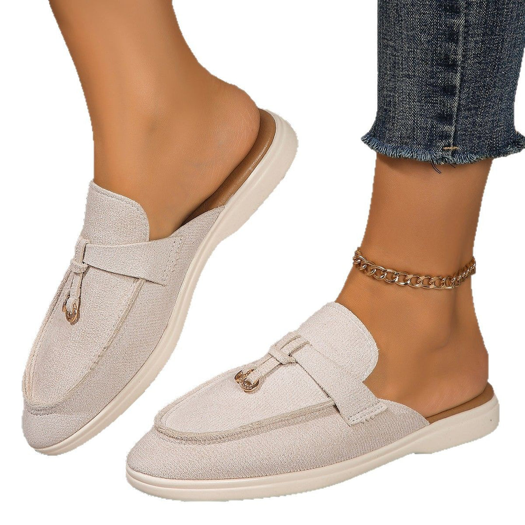 Damen Bequeme Slip-On Mokassins mit eleganter Schnallen-Applikation EB