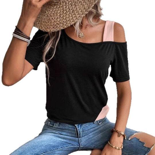 Damen Modisches T-Shirt mit asymmetrischem Design EB