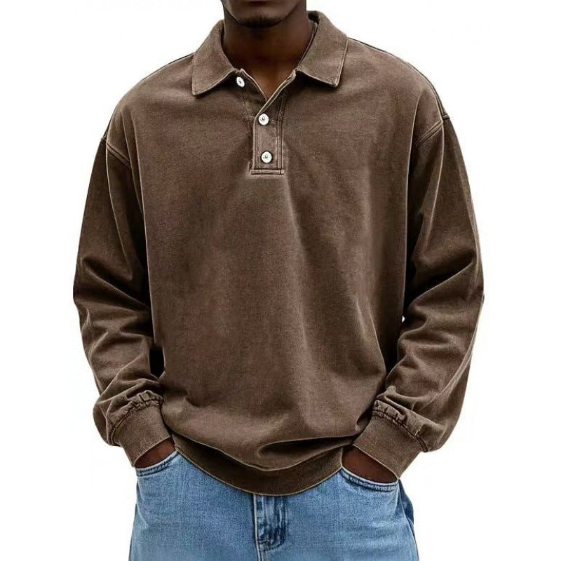 Herren Oversize Langarm Polo aus Baumwollmix EB