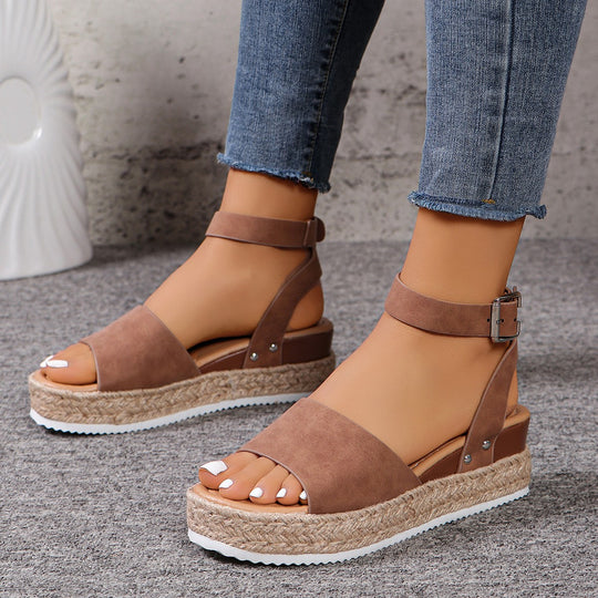 Damen Wedge-Sandaletten mit elegantem Riemen-Design und komfortablem Fußbett EB