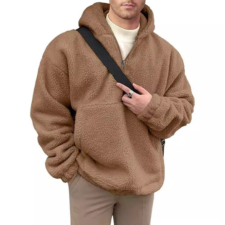 Herren kuscheliger Fleece-Pullover mit halbem Reißverschluss EB