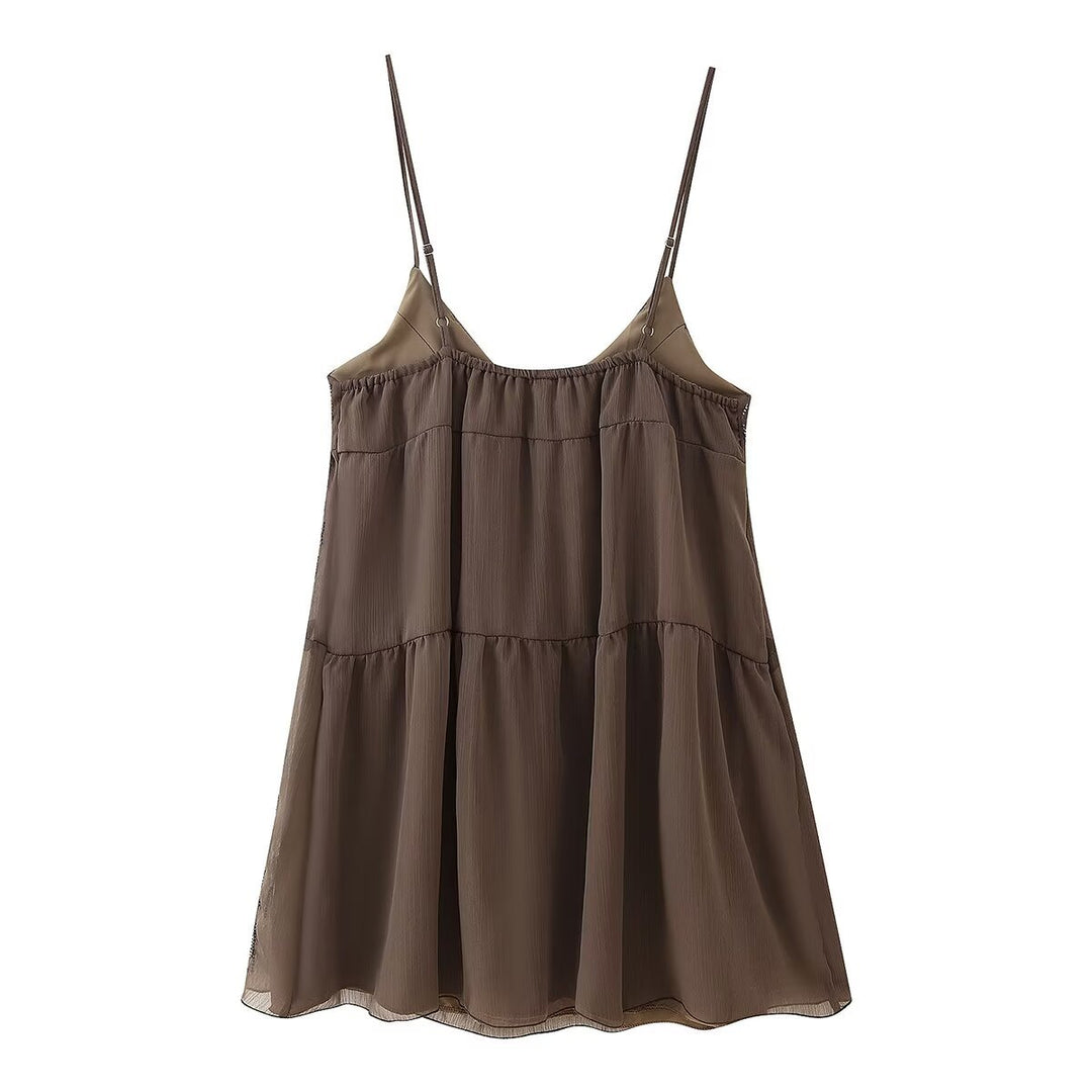 Damen Sommerliches Kleid mit elegantem V-Ausschnitt und raffinierten Rüschendetails EB