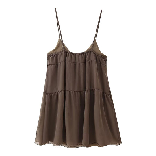 Damen Sommerliches Kleid mit elegantem V-Ausschnitt und raffinierten Rüschendetails EB