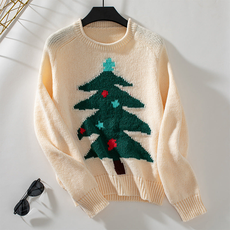 Damen Pullover mit festlichem Weihnachtsbaum-Motiv EB