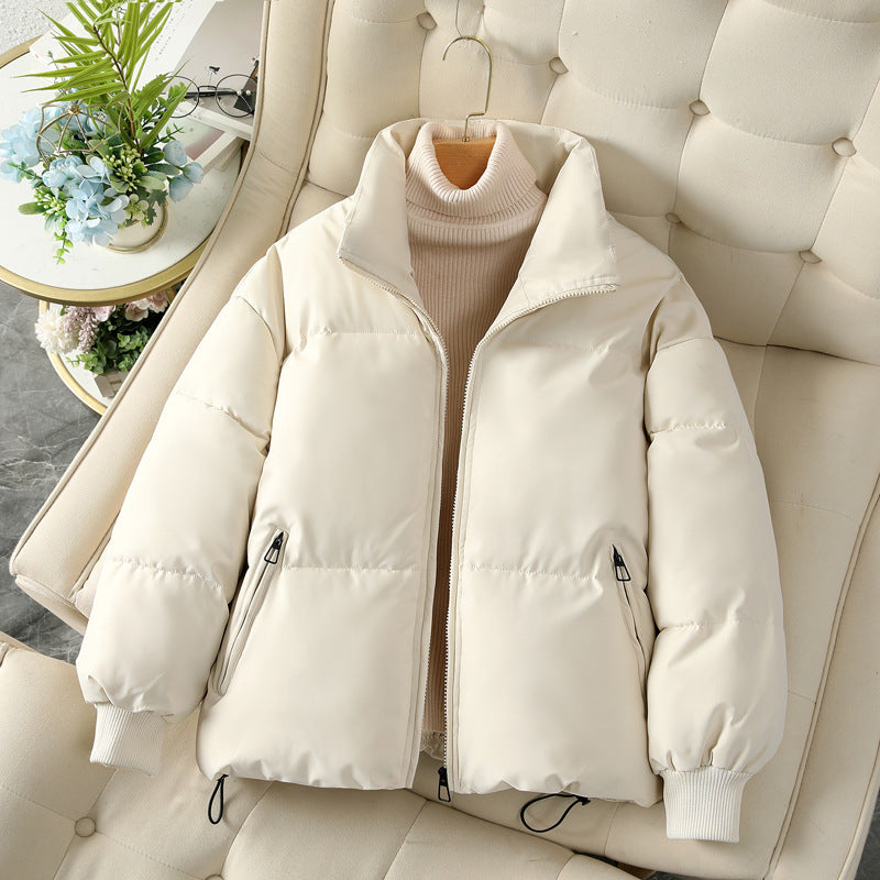 Damen Modische und isolierte Pufferjacke mit festem Kragen und tiefen Taschen EB