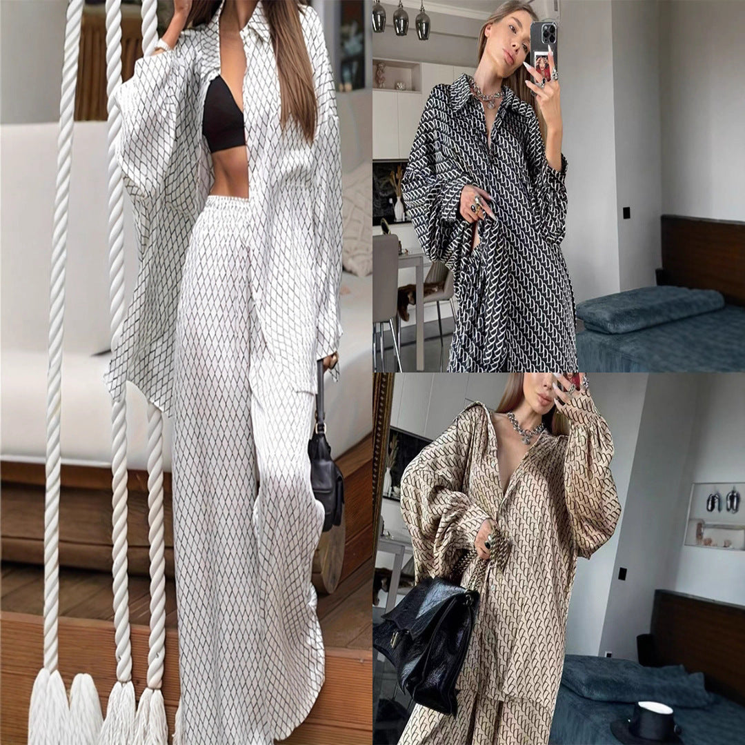 Damen Blusenset mit modernem geometrischem Muster und lässigem Schnitt EB