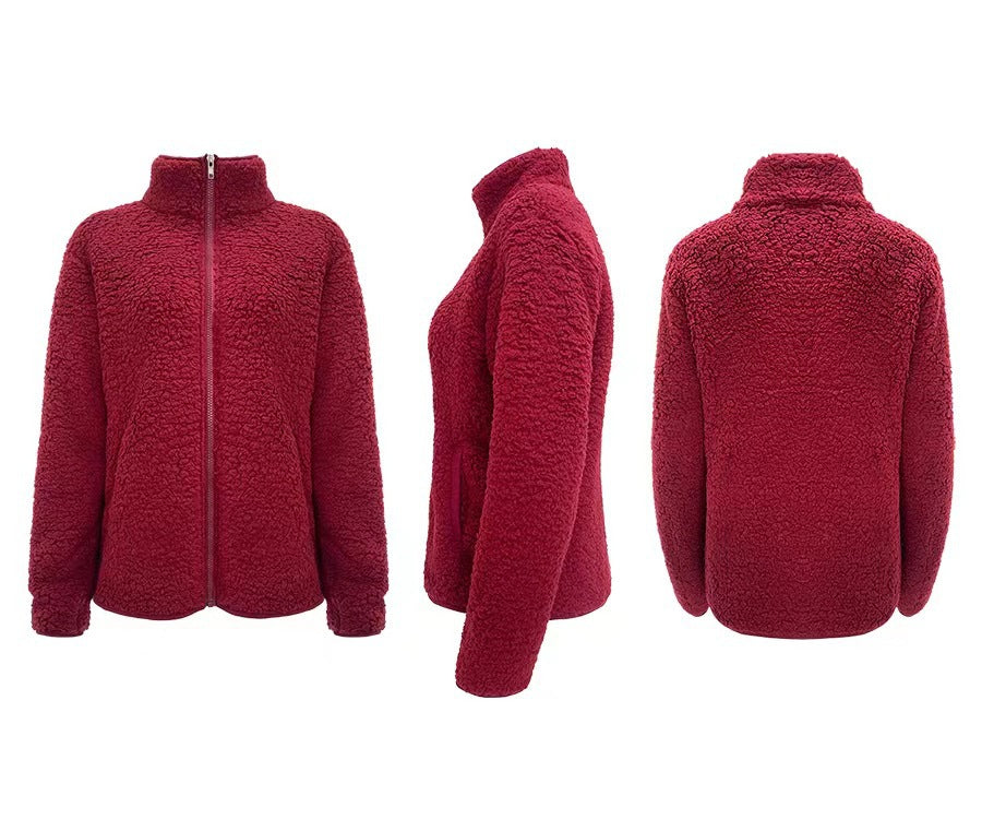 Damen Fleecejacke mit hohem Kragen und seitlichen Reißverschlusstaschen EB