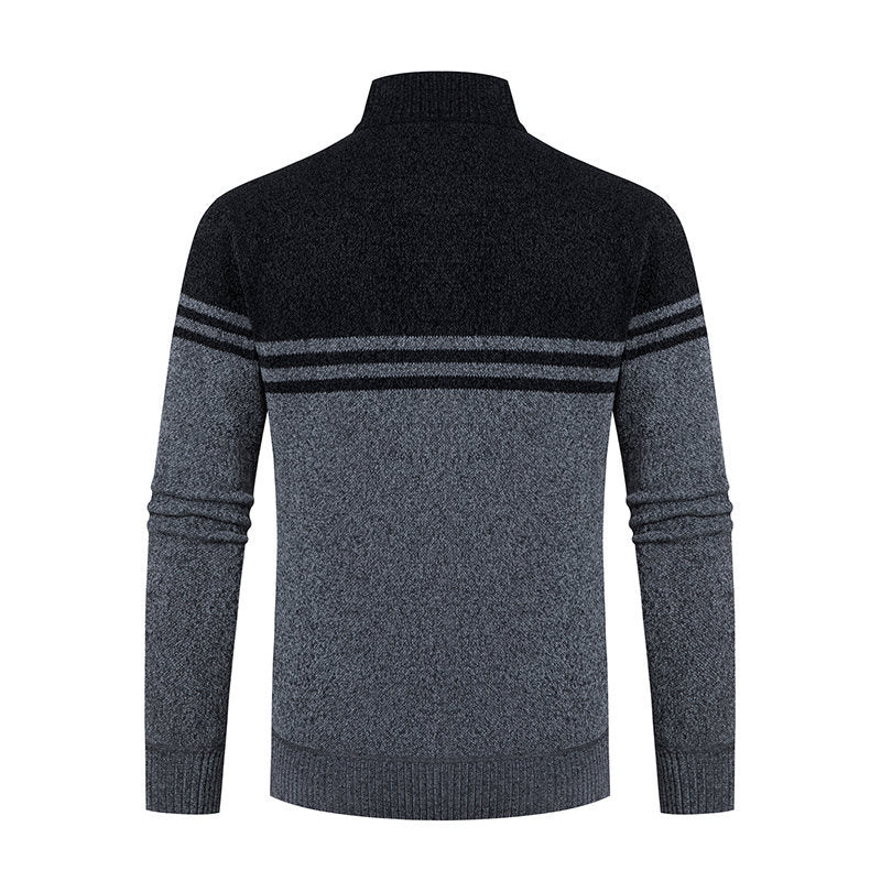 Herren Strickjacke mit modernem Zipper und sportlichem Streifenmuster EB