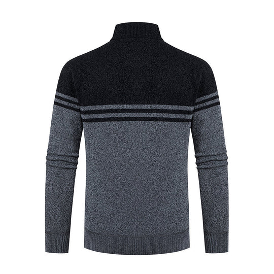 Herren Strickjacke mit modernem Zipper und sportlichem Streifenmuster EB