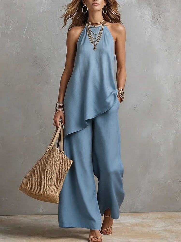 Damen luftiger Jumpsuit mit asymmetrischem Schnitt EB