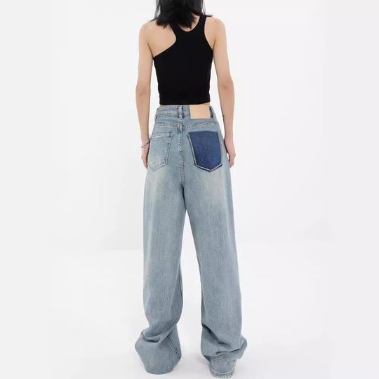 Damen Weite High-Waist Jeans mit modischem Schnitt und lässigem Design EB