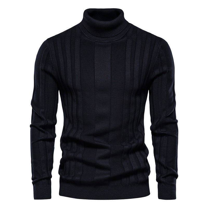 Herren Strickpullover mit hochgeschlossenem Kragen und eleganter Rippstruktur EB