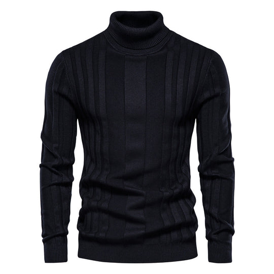 Herren Strickpullover mit hochgeschlossenem Kragen und eleganter Rippstruktur EB