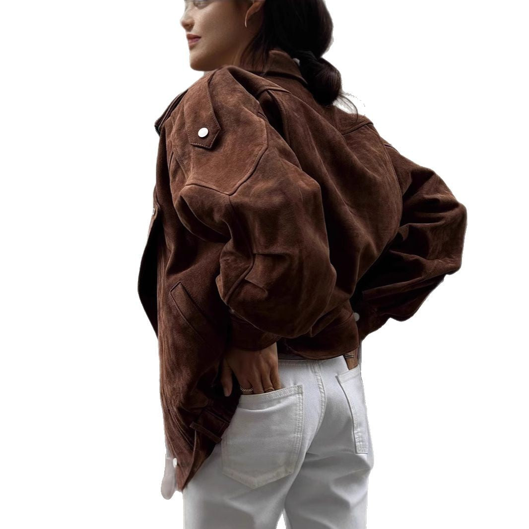 Damen modische Oversized jacke mit Gürtel EB