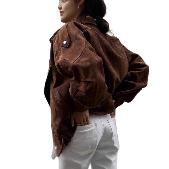 Damen modische Oversized jacke mit Gürtel EB