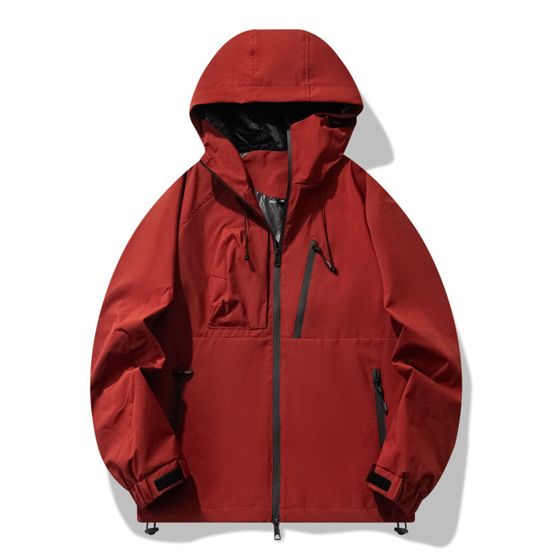 Herren wasserabweisende Outdoor-Jacke mit verstellbarer Kapuze und funktionalen Reißverschlusstaschen EB