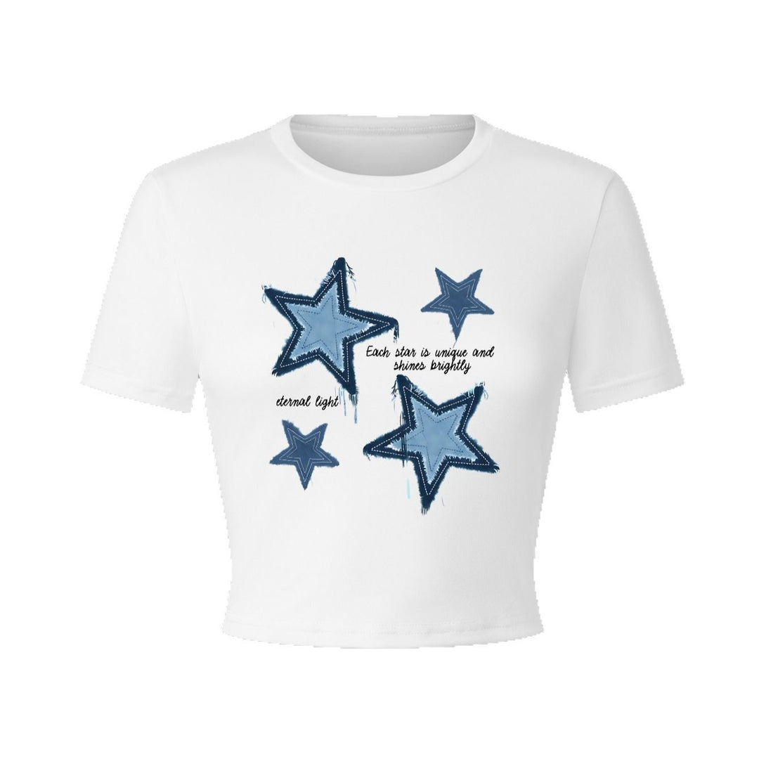 Damen Crop-T-Shirt mit kreativem Herzmotiv und motivierendem Schriftzug EB